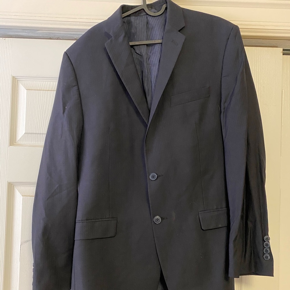 Calvin Klein navy blue pinstripe patterned blazer